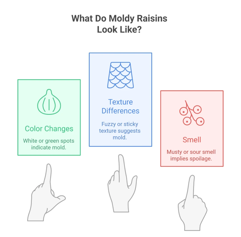 What do moldy raisins look like