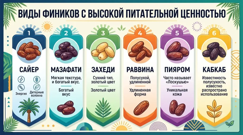Виды фиников с высокой питательной ценностью