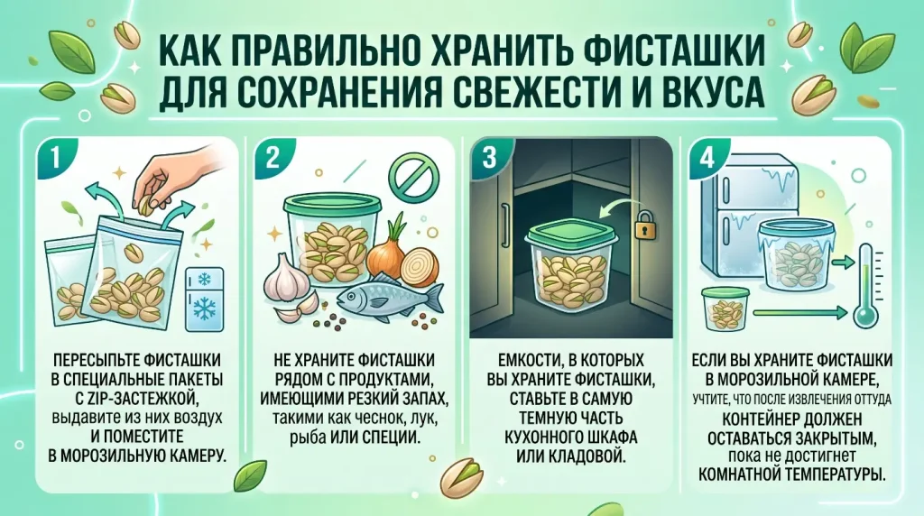 Как правильно хранить фисташки для сохранения свежести и вкуса
